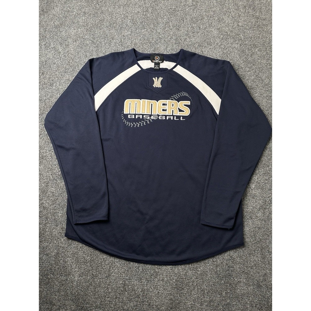 Mens Long Sleeve X-Grain Miners Baseball Navy Jersey, Size 2XL‎